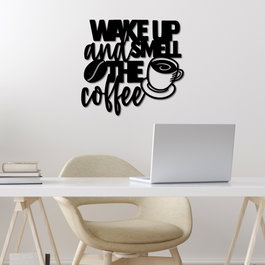 Wallity Wake up Coffee Escultura de Pared de Metal Negra